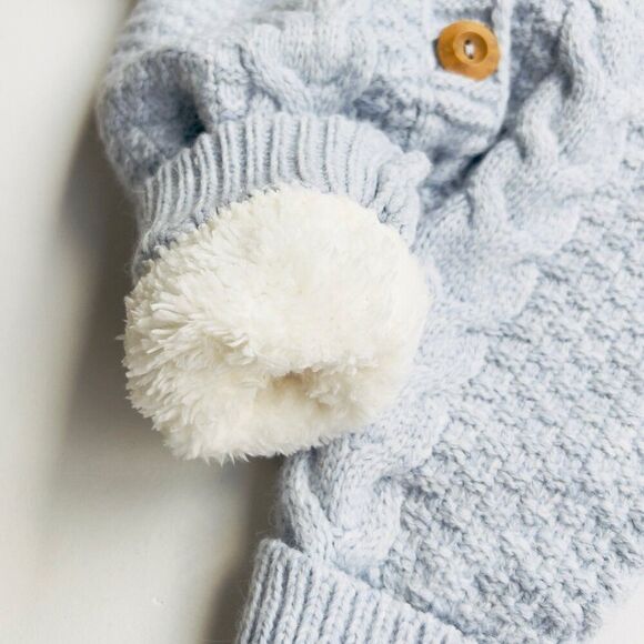 Baby Hooded Knit Jumpsuit Buttoned Outfit Jumper for Baby Girl Baby Boy, Gift Se - Picture 2 of 3